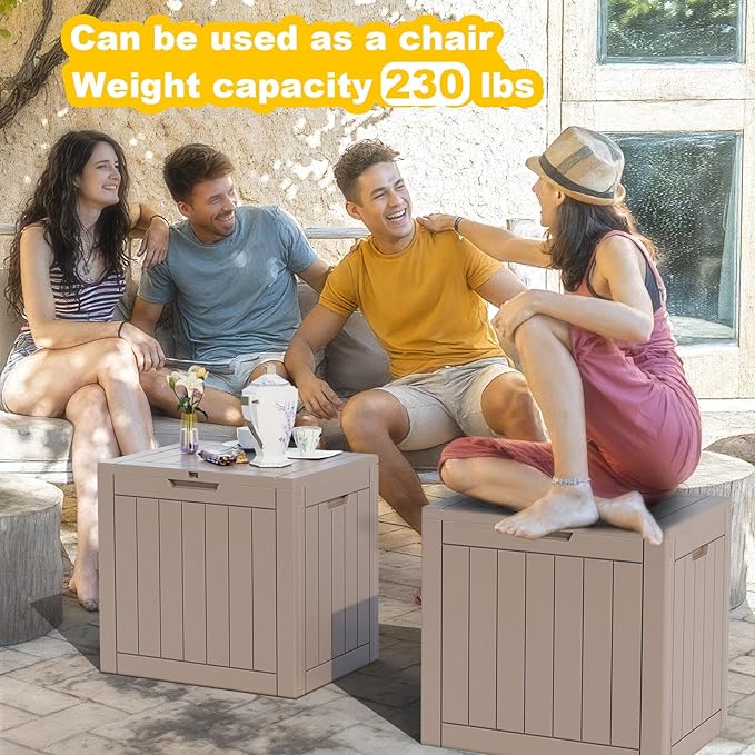 30 Gallon Resin Deck Box, Lockable Outdoor Storage Box for Patio Cushions Storage Furniture,Garden Tools, Pool Supplies, Weatherproof and UV Resistant- Grey