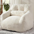 Bean Bag Chair for Adults with Pillow,Oversized Bean Bag Couch Chairs for Adults,Giant Lazy Couch Sofa Chairs with Filler,Large Reading Chair for Living Room Bedroom,White