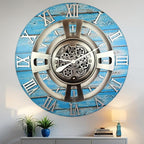 The Gears Clock Real Moving Gear Wall Clock England Line (Ocean Blue, 36 inches (90 cm))