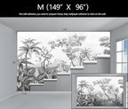 Gray Tropical Rainforest Botanical Wallpaper Bedroom Hand-Painted Oil Painting Jungle Plant Wall Mural Living Room (Not Peel and Stick)