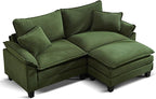URRED Modular Sectional Sofa Comfy Cloud Couch, Modern Corduroy Sofa Sleeper Deep Seat Couches with Ottoman/Pillows for Living Room (Green, 82.6''- L Shape)