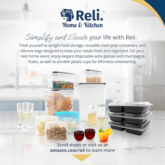 Reli. Airtight Food Storage Containers with Lids (16 Sets) | Kitchen Organizers and Storage Pantry Organizers | BPA Free Plastic Food Containers | Super Variety Pack w/Measuring Cup, 18 Labels, Pen