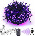 Rotu Halloween Lights Outdoor 114.8 ft 300 LED String Lights with Music Sync Spooky Sounds Halloween Decorations Fairy Lights Indoor Waterproof for Yard Porch Haunted House Decor (Purple)