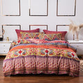 ABREEZE Bohemian Duvet Cover Set Colorful Orange Boho Retro Bedding Set Damask Paisley Cotton Duvet Cover Tribal Reversible Bedding Exotic Style Comforter Cover 3-Piece Queen