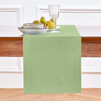 Solino Home Linen Table Runner 120 Inches Long - 100% Pure Linen Laurel Green Dining Table Runner 14 x 120 Inch for Fall, Autumn, Thanksgiving - Fete
