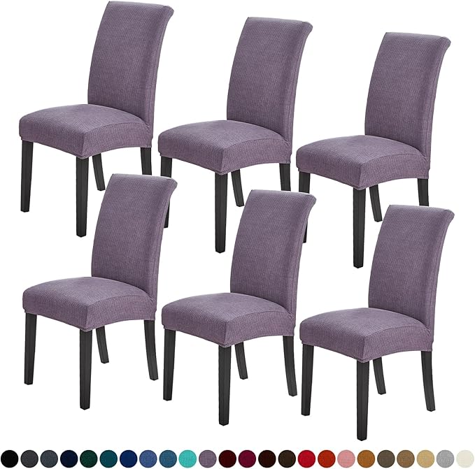 Joccun Chair Covers for Dining Room Set of 6,Dining Chair Slipcovers Stretch Dining Room Chair Covers Seat Protector,Washable Parsons Chair Cover for Home,Banquet(Grapeade,6 Pack)