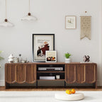 ORRD 63'' TV Stand, Modern TV Console Table Wave Panel Television Stands Entertainment Media Center with Storage Compartment and Sliding Door for Living Room (Walnut)