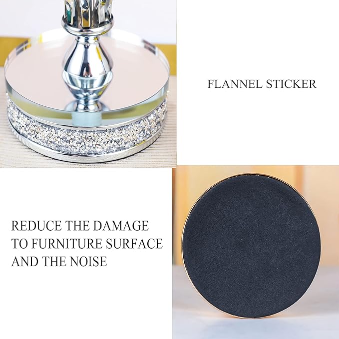 Hanjue Crystal Candle Holders for Pillar Candle, Metal Crystal Candle Holder for Home Decor, Centerpieces, Coffee Dining Table CH0509 (Silver (L))