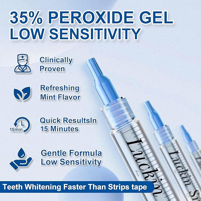 LUCKIN SMILE 10pcs Teeth Whitening Gel Refill with 35% Carbamide Peroxide Suitable for Sensitive Teeth Whitening, Teeth Whiteners Used in Conjunction with Teeth Whitening Kits