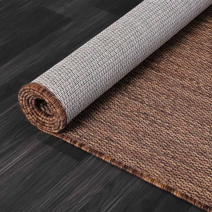 Washable Indoor Outdoor Rug 9x12 Weather Resistant Area Rugs Modern Solid for Porch Deck Balcony Backyard Patio Outside Carpet (9 X 12 Gold Brown)