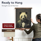 American Art Decor Hanging Linen Dapper Suit Panda Tapestry Vintage Animal Wall Art Hanging