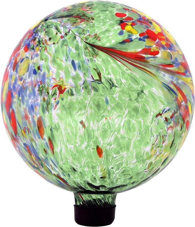 Sunnydaze 10-Inch Gazing Ball for Garden - Glass Gazing Globe for Outside - Garden Orb Yard Decor - Green Artistic