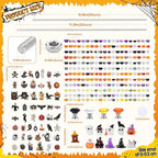 358PCS Halloween Beaded Garden Stakes, DIY Halloween Fairy Wand Garden Stake Decorative Kit with 12 in or 10 in Threaded Rod, Crystal Top, Large Holes Bead, Pendant for Outdoor or Indoor Decoration