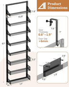 8-Tier Over the Door Pantry Organizer, Large Metal Door Spice Rack with Adjustable Basket, 2 in 1 Wall Mount or Hanging Heavy-Duty Pantry Door Storage Shelf for Kitchen and Bathroom, Black