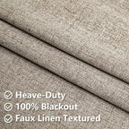Linen Curtains 84 Inch Length 2 Panels Set, 100% Blackout Curtains Textured Thermal Insulated, Grommet Light Blocking Drapes for Living Room Bedroom Luxury Decor(52W × 84L inch, Linen)