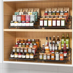 RCHYFEED Spice Rack Organizer for Cabinet Pantry,4 Tier Spice Rack Countertop,Tierd Spice Organization Easy Visibility, Depth Adjustable Seasoning Organizer for Cabinet (Black, 2Pack)