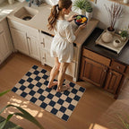 Lahome Checkered Easy Jute 2x3 Rug, Small Entryway Rug Non Slip Kitchen Front Door Mat, Farmhouse Neutral Area Rug Non Shedding Low Pile Floor Carpet for Foyer Porch Doorway