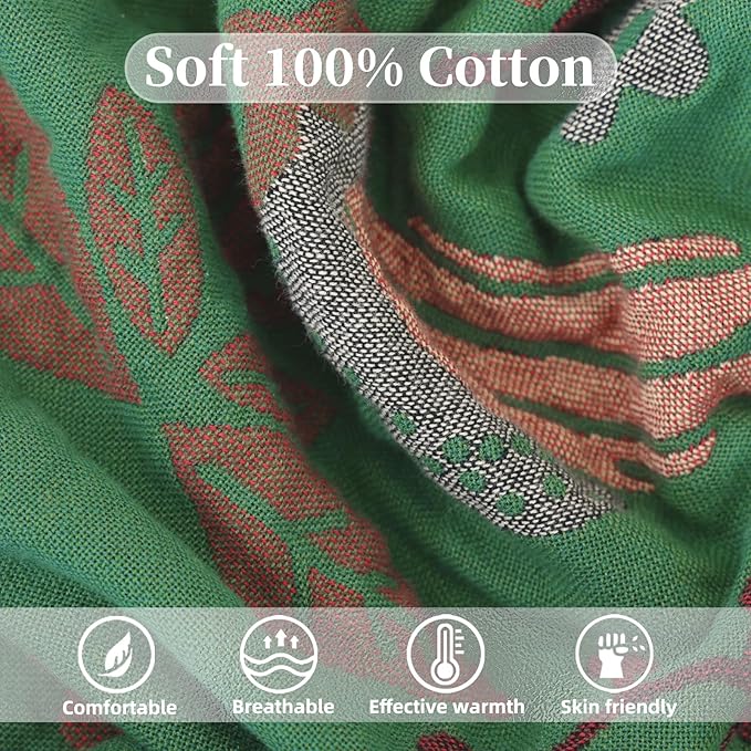 Boho Throw Blanket for Bed, 100% Pure Cotton Ultra Soft Rustic Quilt, Farmhouse Decor Bed Blankets, All Season Rustic Throw for Sofa Couch Chair(80''x 90'', Bird B)