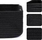 Small Storage Baskets for Organizing | Closet Organizer Bins | Shelf Toy Basket | Woven Rope Baskets | Cube Decorative Box | Shallow Basket | 13x8.5x5.1” | 4 Packs Black