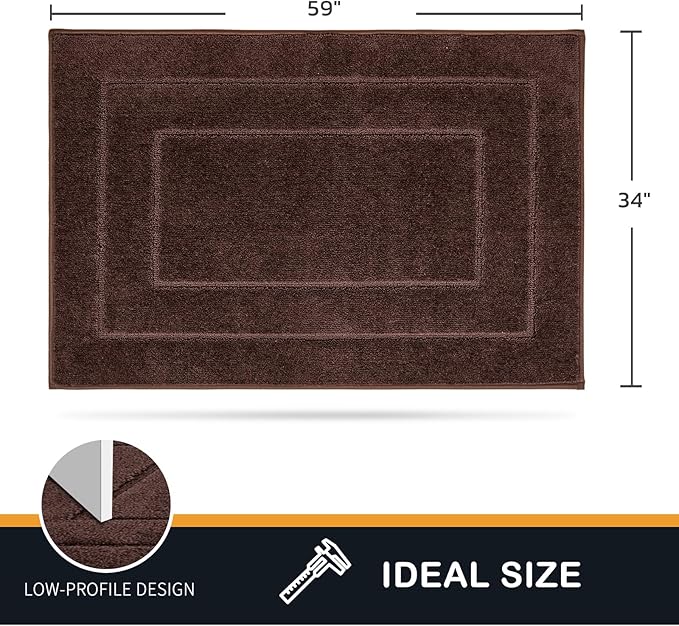PURRUGS Dirt Trapping Door Mat 34" x 59", Non-Slip/Skid Machine Washable Entryway Area Rug, Dog Doormat, Super Absorbent Welcome Mat for Muddy Wet Shoes and Paws, Brown