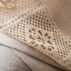 Sutuo Home Boho Curtain Semi-Blackout Crochet Hollow Lace Patchwork with Textured Linen Fabric, Handmade Tassels Rod Pocket Bohemian Window Drapes for Living Bedroom, 59" W x 84" L, 1 Panel