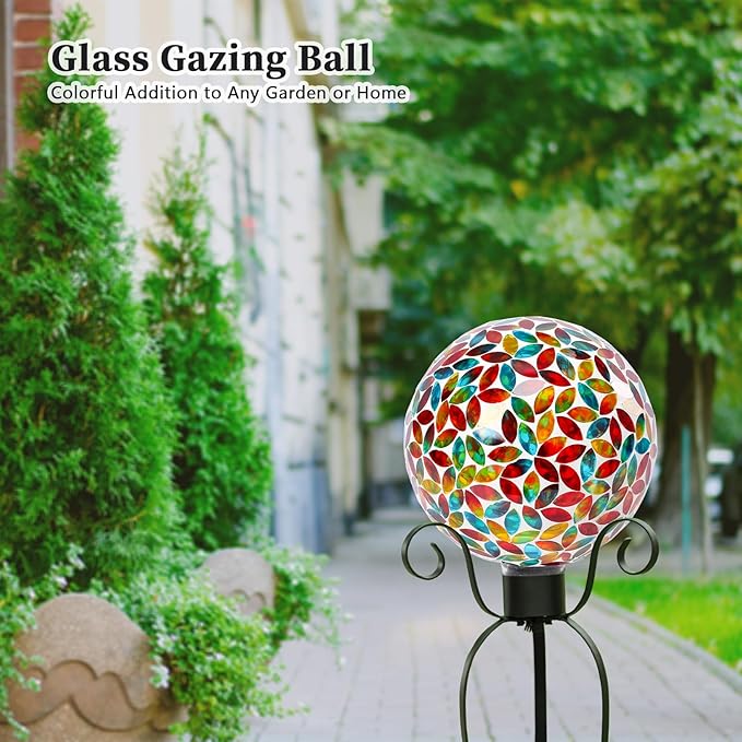 VCUTEKA Gazing Ball, 8" Glass Gazing Balls Sphere for Garden Lawn Outdoor Ornament Yard Decorative
