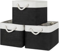 Bidtakay Black Storage Baskets for Shelves [3-pack] Collapsible Organizer Baskets for Laundry Storage 15 X 11 X 9.5 Inches Dog Toy Bins Fabric Storage Bins for Bedroom Home Storage