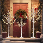 Outdoor Christmas Decorations Lighted Birch Tree Set of 3, LED Warm White 4, 6 and 8 Feet, for Indoor Christmas Decor, Party, Garden, Yard, Wedding, Holiday