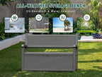 70 Gallon Outdoor Storage Box, Resin Patio Furniture with Armrest, Lockable Deck Box with Waterproof and UV Resistant for Patio Cushions, Garden Tools and Pool Supplies, Grey