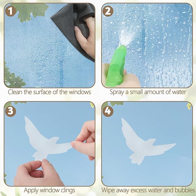 9 Sheets Bird Window Clings, Protect and Save Bird Strikes Window Stickers, Glass Door Stickers Decals, Stop Birds Flying into Windows Accessories Home Decorations