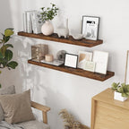 48 Inch Floating Shelves Set of 2, Rustic 48 x 9 Floating Shelf for Wall, 9 Inch Deep Bookshelf Invisible Bracket, Wall-Mounted Deep Shelving for Bedroom, Kicten, Living Room, Rustic Brown Color