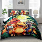 Dinosaur Comforter Set Queen Boys,Cartoon 3D Dinosaur Bedding Set Queen Bed Kids,3D Dragon Comforter Dragon Quilt Pattern Bedroom Decor,Cute Animal Bedding Kawaii Animal Quilt Girls
