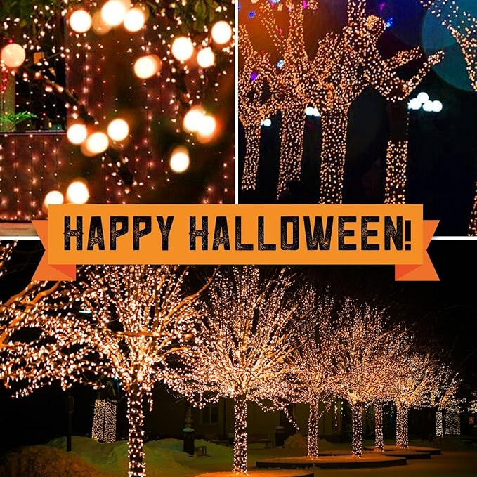 150LIGHTS Orange Extra-Bright with End Connectors Halloween Decorative Lights 9.72m UL Certified Mini String Light Set Waterproof for Halloween Home Garden Christmas Tree Party Patio Wedding