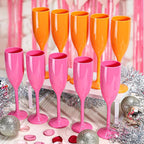 XUWAIDSGN Acrylic Champagne Flutes Toasting Glasses Unbreakable Mimosa Bar Reusable Wine Glasses Vintage Champagne Flutes Stemmed Drinking Cups 5.4 OZ for Christmas Birthday (24, Orange)
