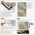 SIGNWIN 36"x46" Extra Large Framed Wall Art Japanese Ukiyo-e Landscape, Timeless Mt. Fuji Scene for Zen-Inspired or Asian-Style Interiors for Home Living Room Bedroom Decor (Frame Assembly Required)