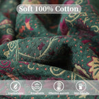 Boho Throw Blanket for Bed - 100% Pure Cotton Ultra Soft Rustic Quilt - Farmhouse Decor Bed Blankets, All Season Rustic Throw for Sofa Couch Chair(91''x 98'', Floral)