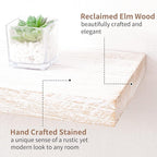 Floating Shelves for Wall, Rustic Elm Wood 56'' W x 8" D Wall Shelf with Invisible Bracket, Large Long Wall Mounted Storage Shelves for Living Room, Bedroom, Kitchen, Bathroom Decor, White Wash