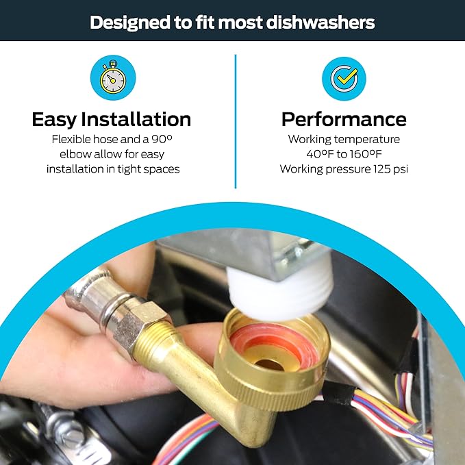 Eastman Dishwasher Installation Kit, 12 Foot Hose with Adapters, 3/8 Inch MIP x 3/4 Inch FHT Elbows, Braided Stainless Steel Connectors, 69008