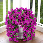 Faux Bougainvillea Artificial Flowers Plants for Outdoors Outside Decoration, 2 pcs Purple Fake Flowers UV Resistant Look Real Silk Long Trailing Vines for Front Door Porch Planter Urn Patio Garden