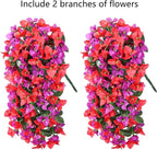 Faux Bougainvillea Artificial Flowers Plants for Outdoors Outside Decoration, 2pcs Fake Flowers Silk Long Trailing Vines UV Resistant Realistic for Front Door Porch Planter Urn Patio Balcony Yard, Mix