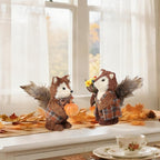 winemana 2 Pack Fall Decor Fox, Thanksgiving Decorations Indoor Sisal Foxes for Home Table Centerpiece Handmade Autumn Woodland Animal Friend Figurines with Pumpkin for Shelf Office Décor
