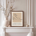 Poster Master Vintage Poster - Retro Minimalist Print - Gift for Artist, Housewarming - Cat, Line Drawing, Sketch, Abstract - Wall Decor for Living Room, Bedroom, 11x14 Brown Framed