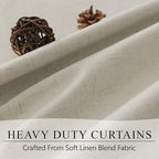 Flax Linen Blackout Living Room Curtain 84 Inch Long 2 Panel Tan Beige Black Out Burlap Farmhouse Insulated Thermal Curtain for Summer Heat Nursery Room Darkening Drapes Bedroom Back Tab 52x84 Length