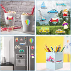 Window Clings Stickers for Kids Window Gel Clings Decals Thick Gel Clings Toddlers and Adults Classroom Home Nursery Airplane Birthday Party Supplies (City Transportation)