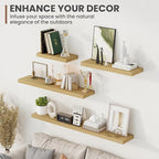 48 Inch Floating Shelves, 8 Inch Deep Floating Shelves for Wall, Hanging Shelf with Invisible Brackets, Deep Shelves for Bathroom, Bedroom, Living Room, Oak, Set of 1