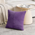 Fancy Homi 2 Packs Purple Big Decorative Throw Pillow Covers 24x24 Inch for Living Room Couch Bed, Farmhouse Boho Home Decor, Soft Corss Corduroy Patchwork Accent Square Cushion Case 60x60 cm