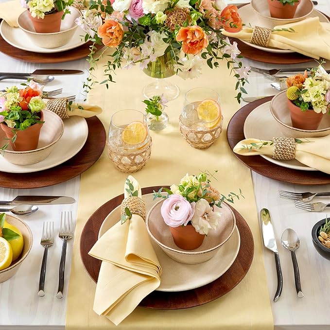 Solino Home Linen Table Runner 72 Inches Long - 100% Pure Linen Golden Straw Dining Table Runner 14 x 72 Inch for Fall, Autumn, Thanksgiving - Fete