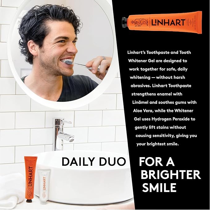 LINHART Whitening Toothpaste – Teeth Whitening, Enamel Strengthening Toothpaste with Mint Flavor (2 Pack)
