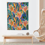 ICMOLYYENLO Boho Green Leaves Tapestry, Mid Century Abstract Tropical Palm Leaves Modern Minimalist Geometric Wall Hanging, Neutral Home Decor Art for Living Room Bedroom Dorm 40x60 Inch