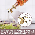 COOK WITH COLOR Glass Olive Oil Bottle Dispenser - 2 Pack- 17oz Oil and Vinegar Cruet - Olive Oil Carafe Decanter for Kitchen